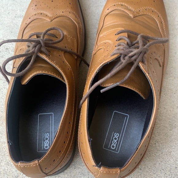 ASOS Men’s Tan Oxford Style Lace Up Wingtip Dress Shoe size 8WF - Picture 5 of 13
